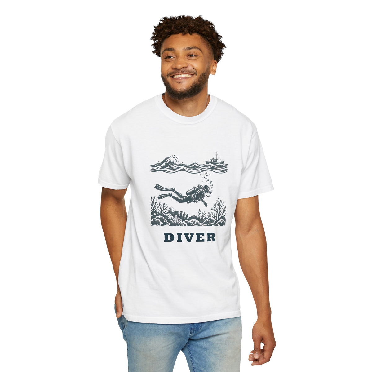 Diver Linocut T-Shirt, Scuba Diver Tee