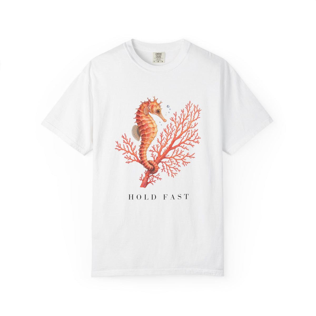 Hold Fast Seahorse T-Shirt, Coral Seahorse Tee