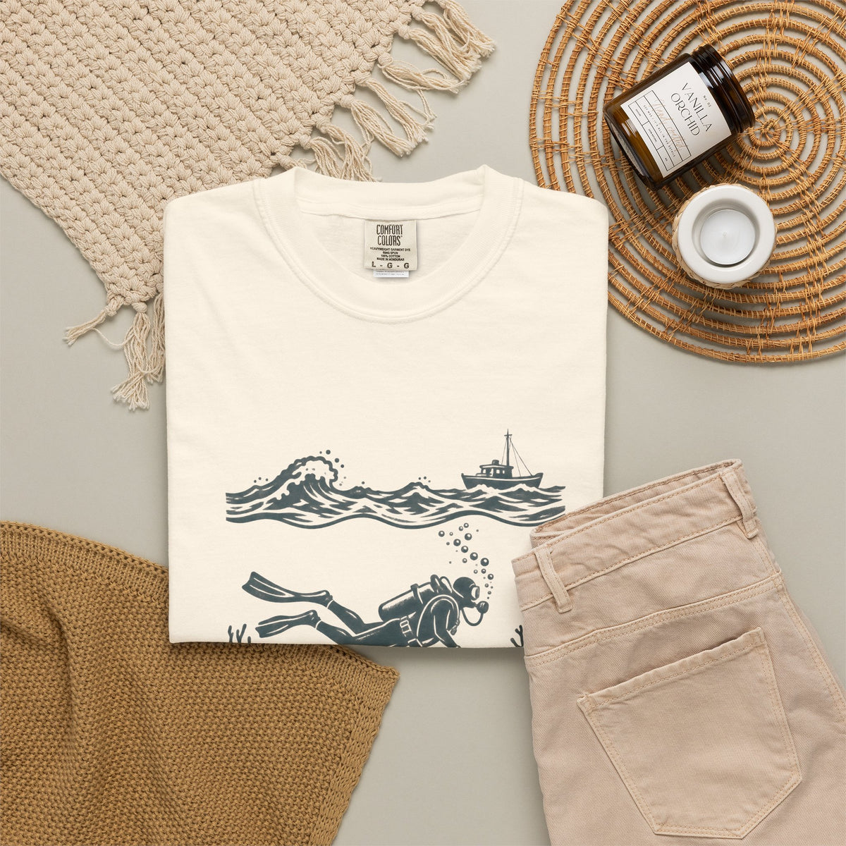 Diver Linocut T-Shirt, Scuba Diver Tee