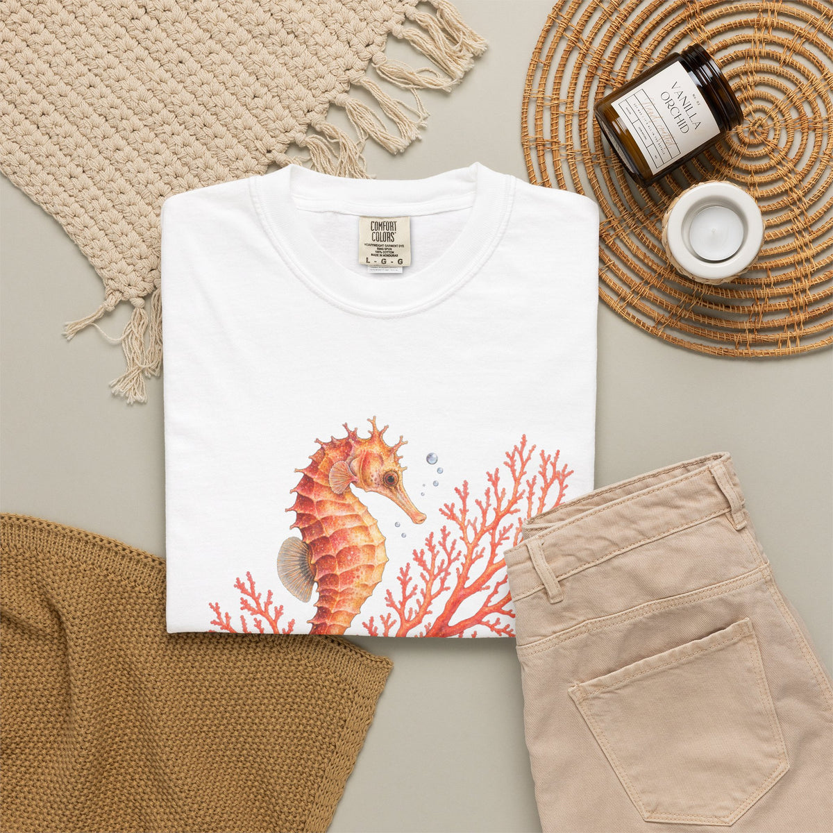 Hold Fast Seahorse T-Shirt, Coral Seahorse Tee