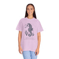 Zebra Seahorse T-Shirt, Teal Linocut Seahorse Tee