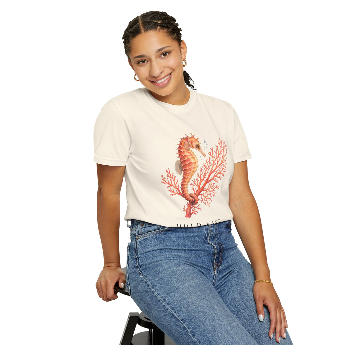 Hold Fast Seahorse tee, digital mockup 1