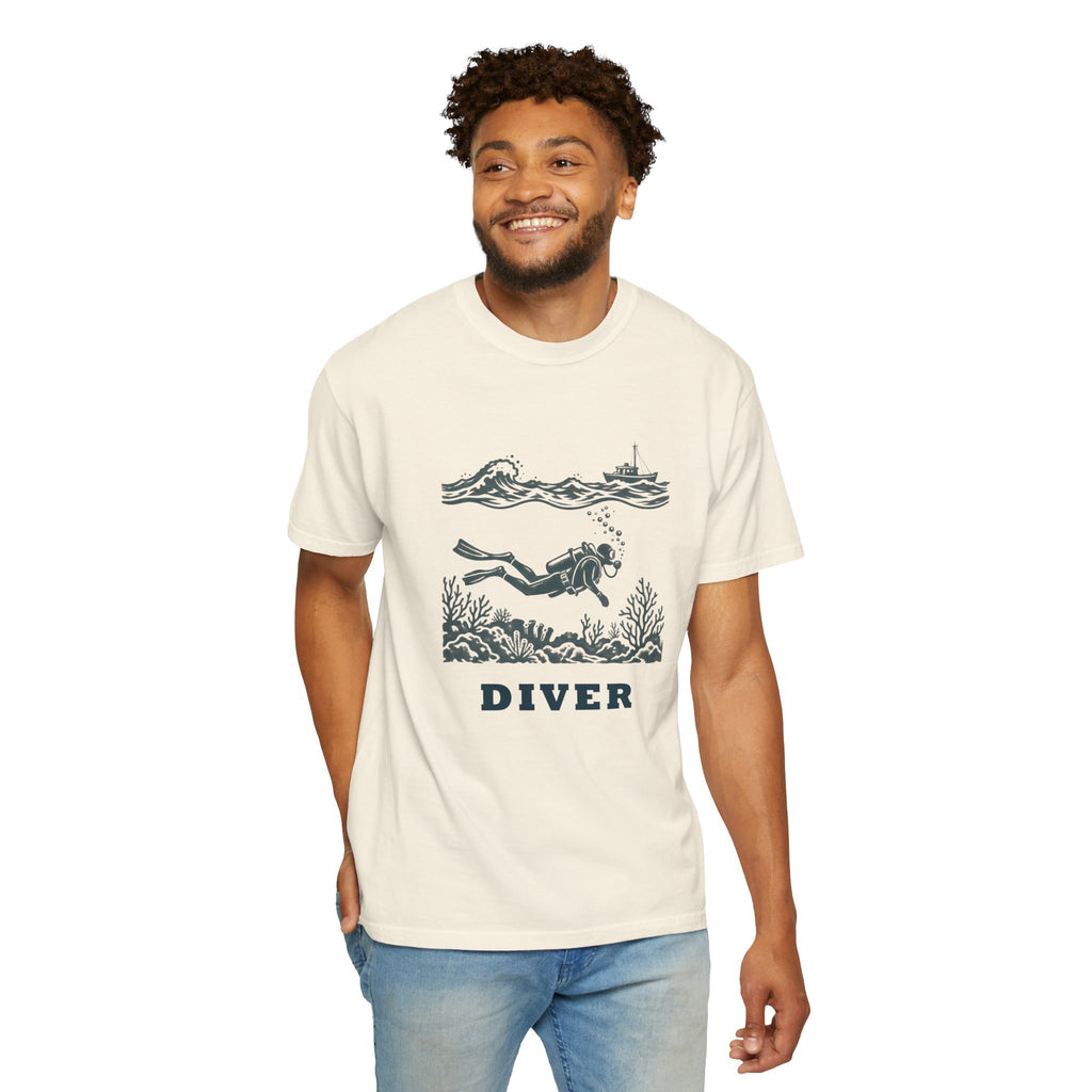 Diver Linocut T-Shirt, Scuba Diver Tee