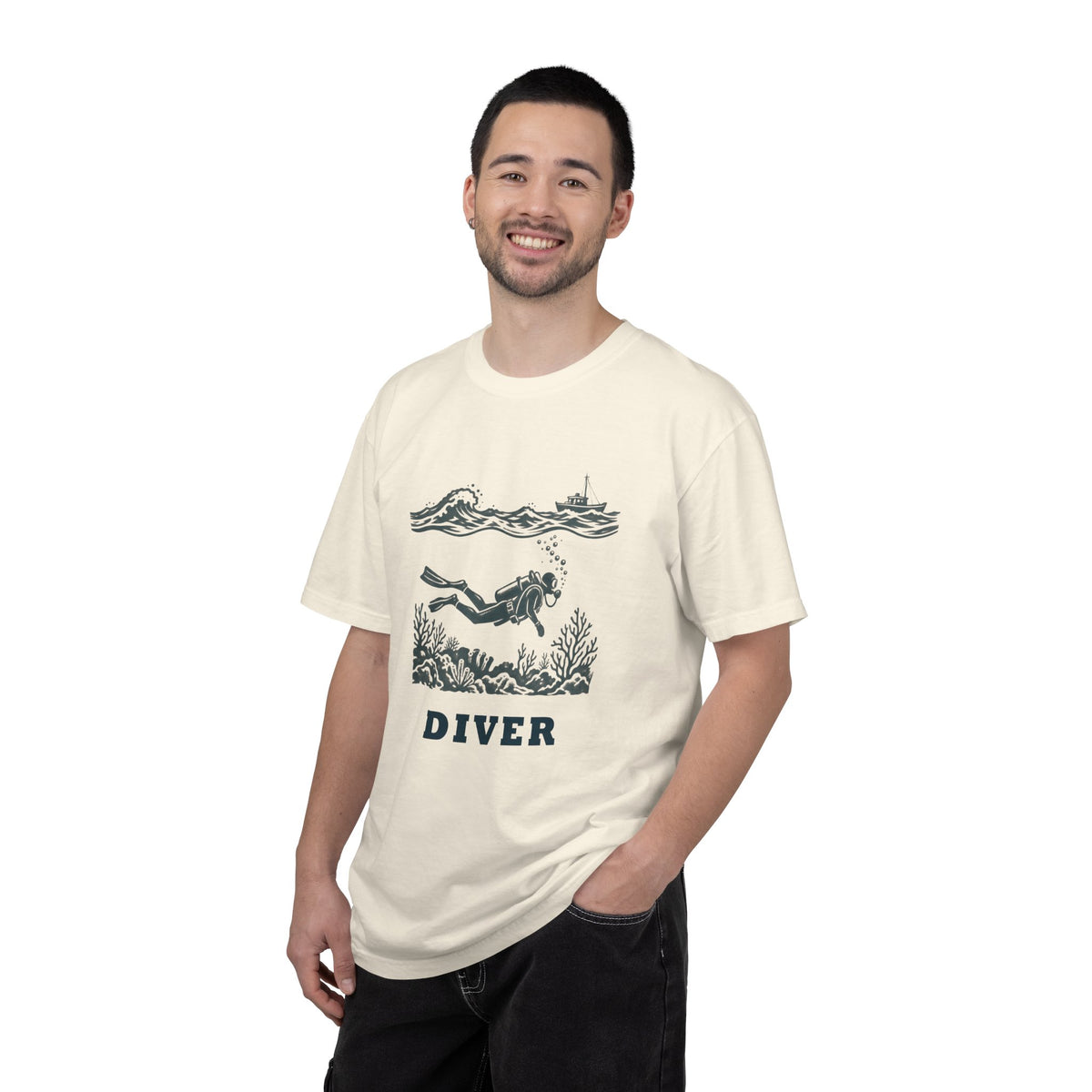 Diver Linocut T-Shirt, Scuba Diver Tee