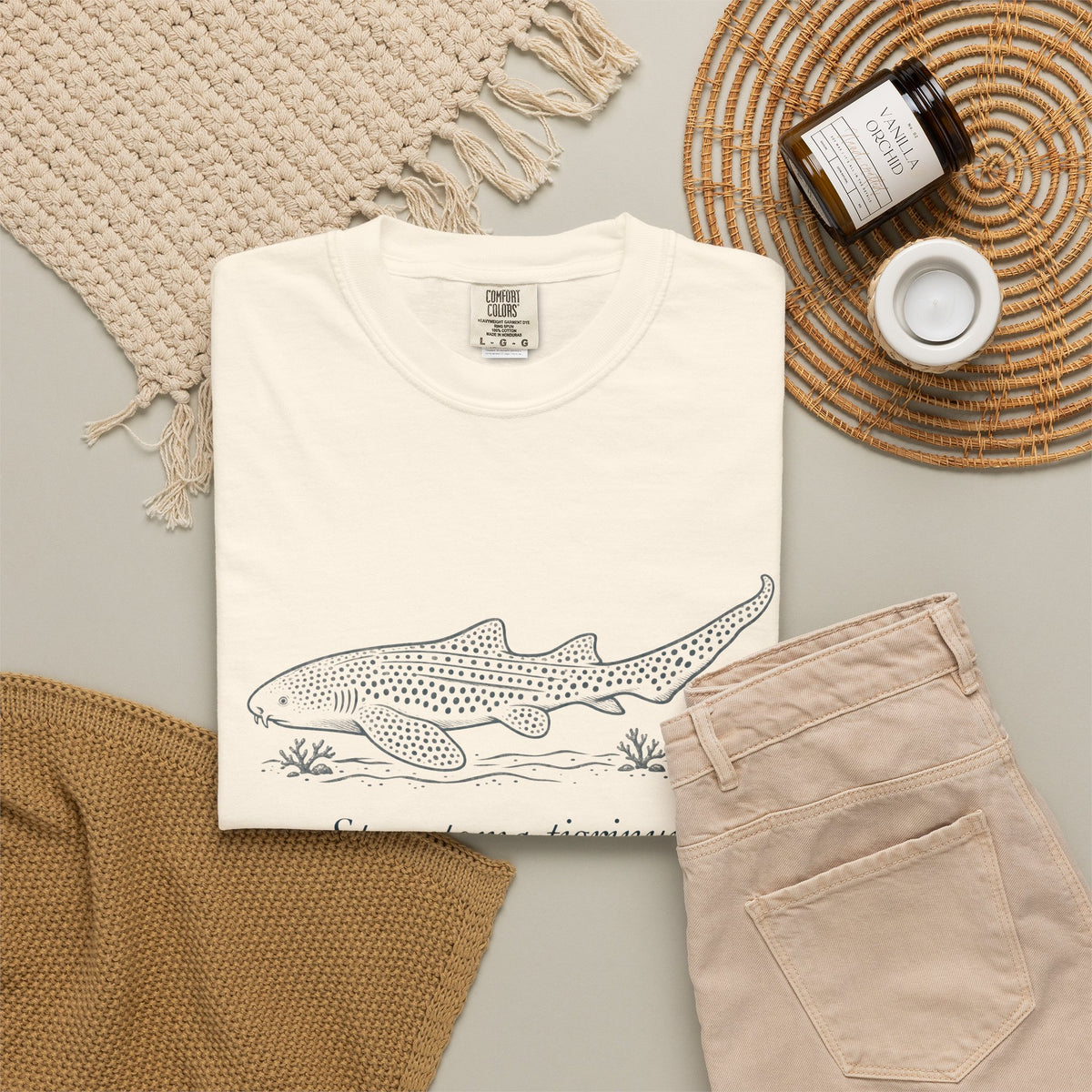 Zebra Shark (Leopard Shark) Linocut T-Shirt