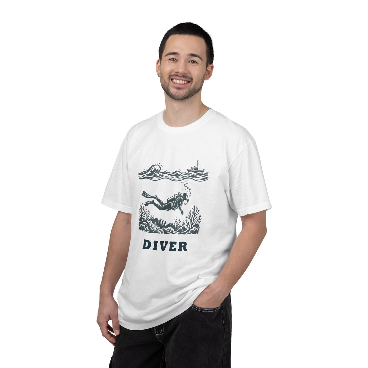 Diver Linocut T-Shirt, Scuba Diver Tee