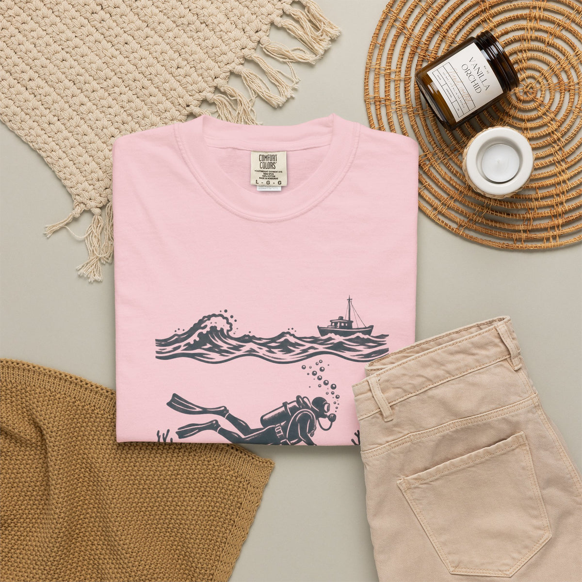 Diver Linocut T-Shirt, Scuba Diver Tee