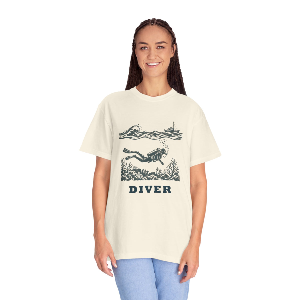 Diver Linocut T-Shirt, Scuba Diver Tee