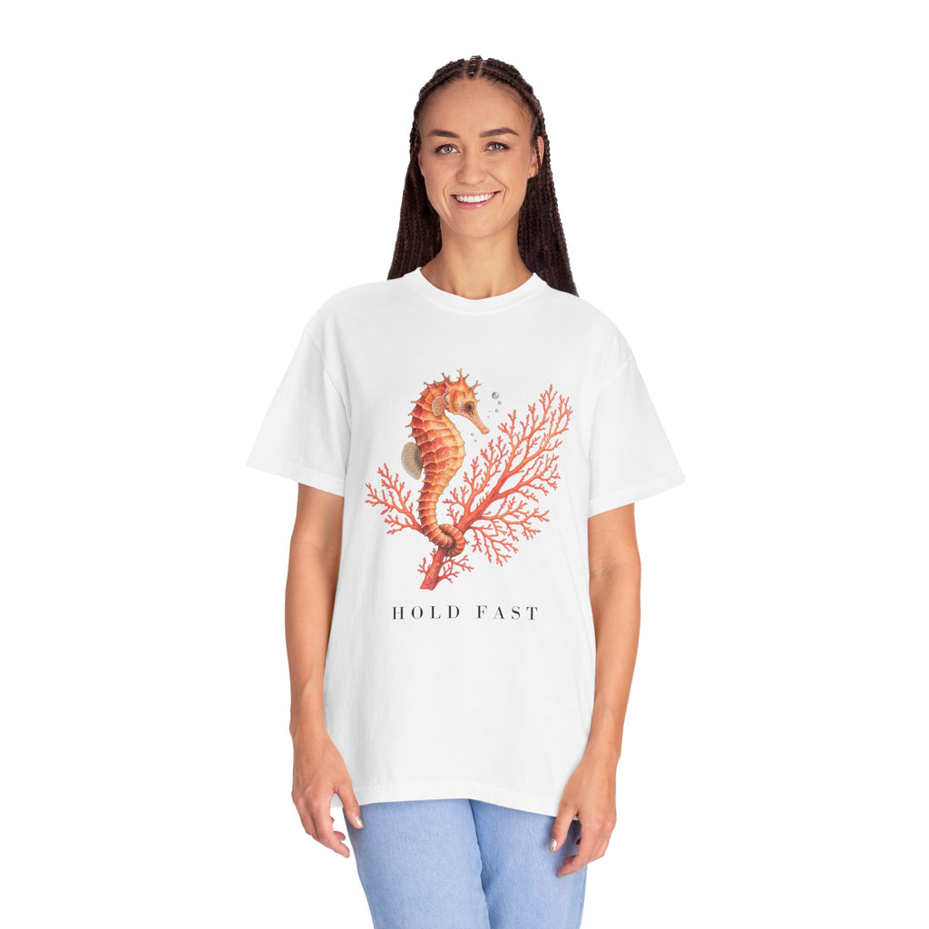 Hold Fast Seahorse T-Shirt, Coral Seahorse Tee