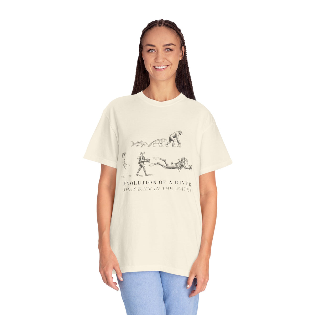 Female Diver Evolution tee, digital mockup 5