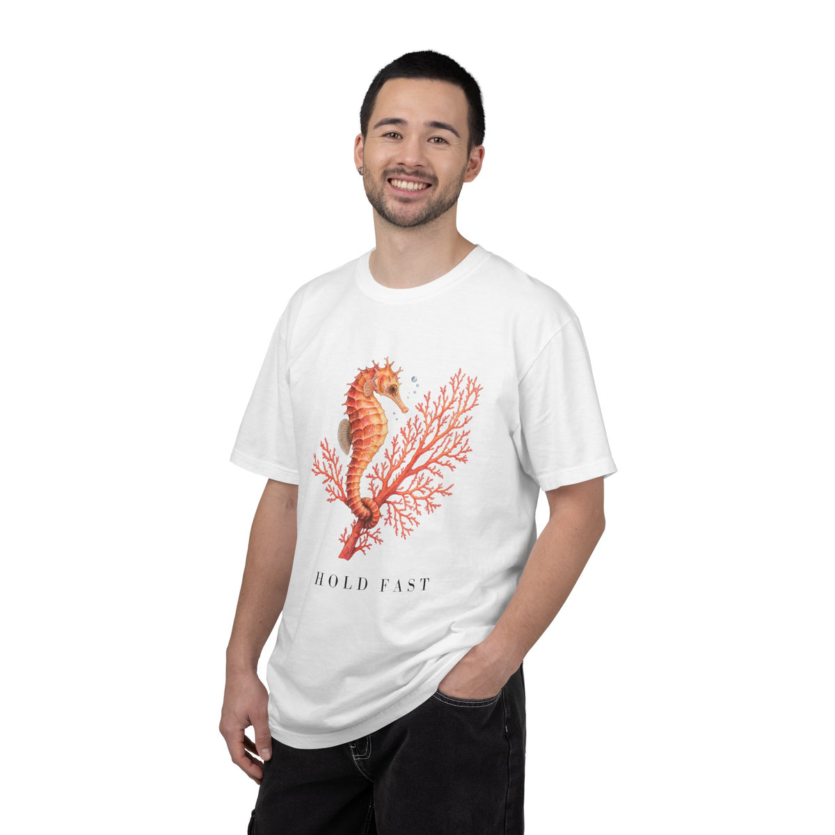 Hold Fast Seahorse T-Shirt, Coral Seahorse Tee