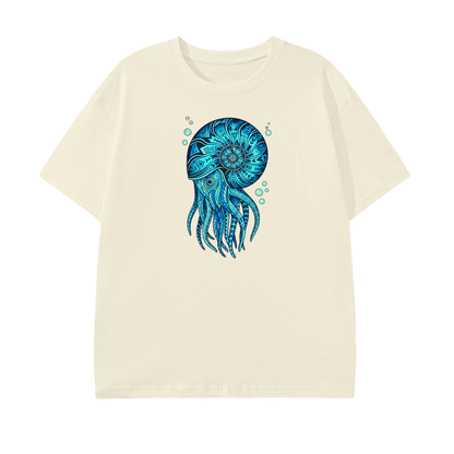 Blue Nautilus T-Shirt – Ocean Life Graphic Tee, Sea Creature Art