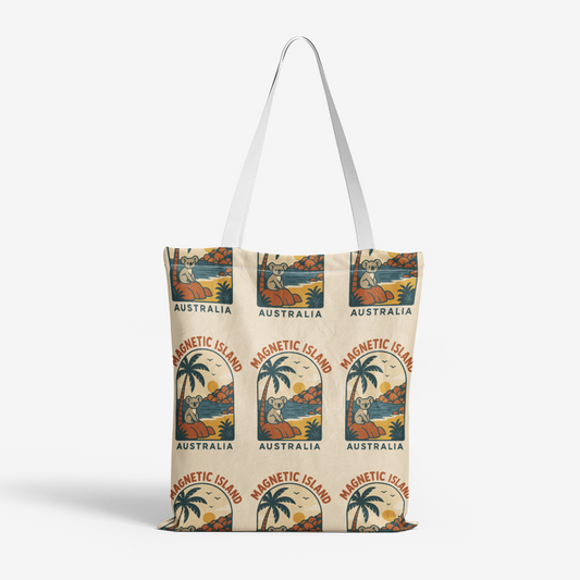 Retro Koala Cotton Beach Bag
