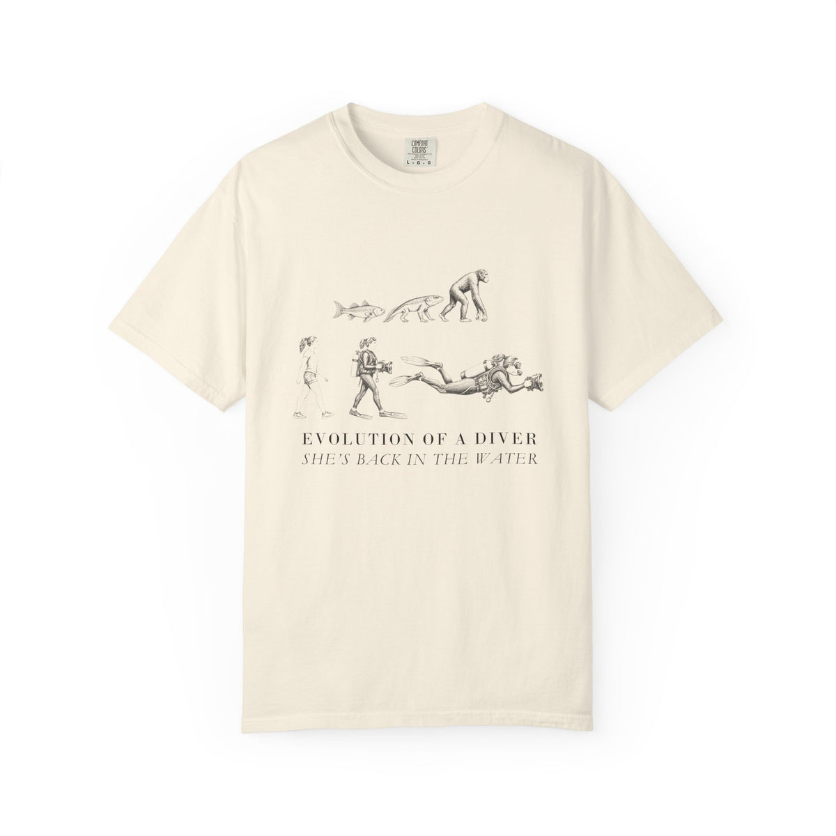 Female Diver Evolution tee, digital mockup 10