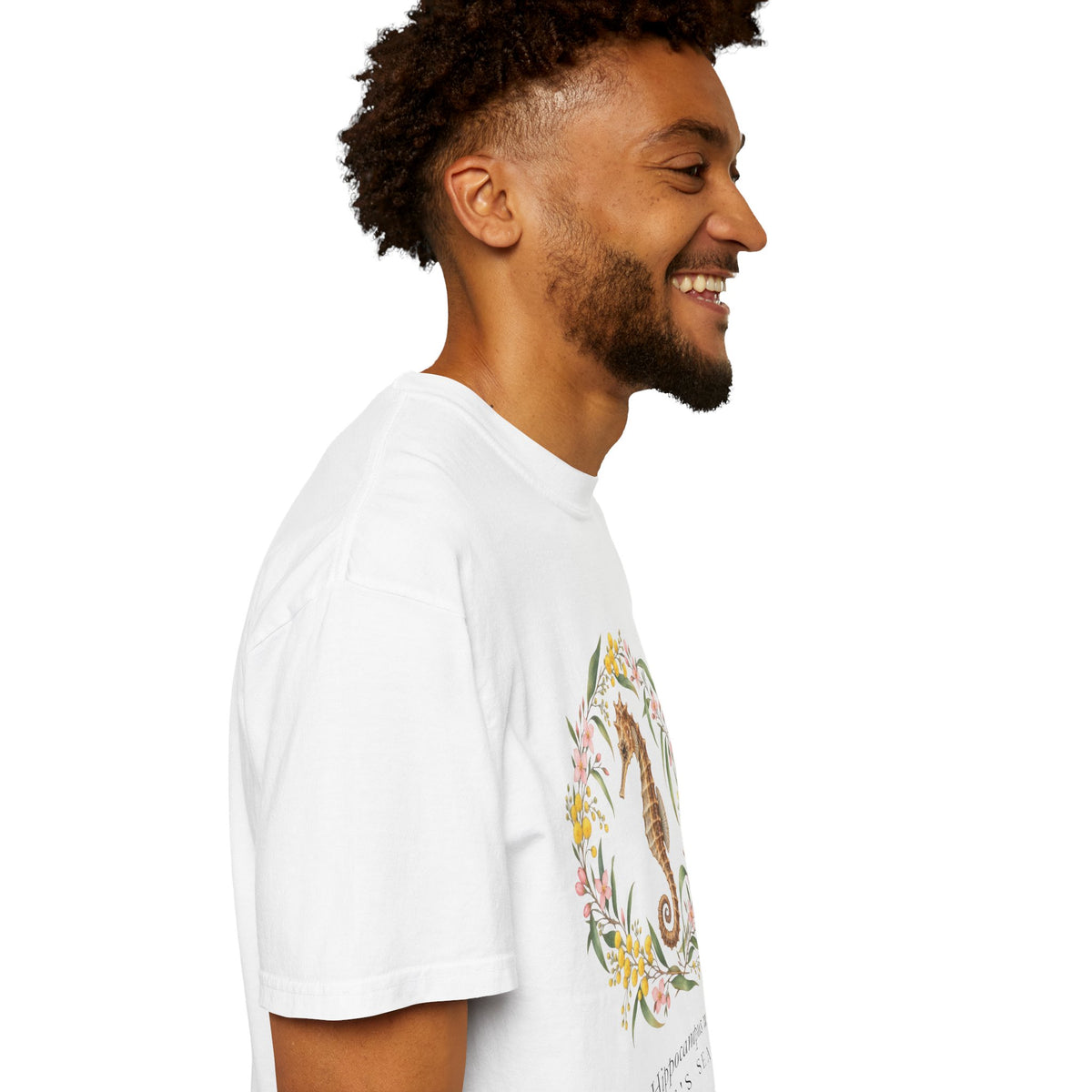 White's Seahorse T-Shirt, Wattle and Native Flower Wreath Tee