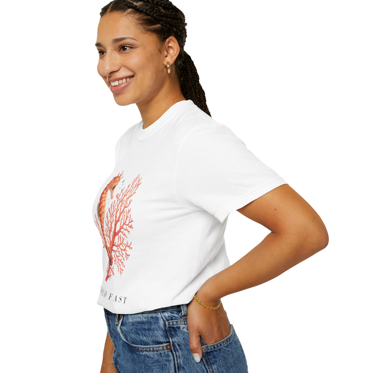 Hold Fast Seahorse T-Shirt, Coral Seahorse Tee