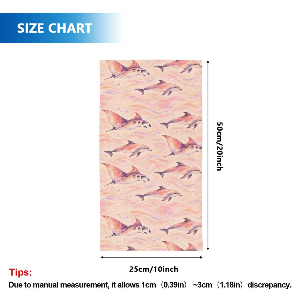 Size chart for the neck gaiter, a tube about 50 cm long and 25 cm wide when flat