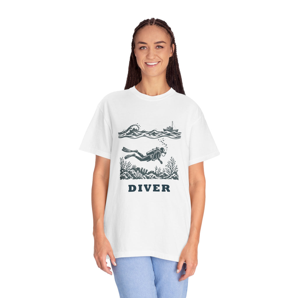 Diver Linocut T-Shirt, Scuba Diver Tee