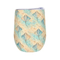 White stemless wine tumbler printed with a repeating pattern of stingrays