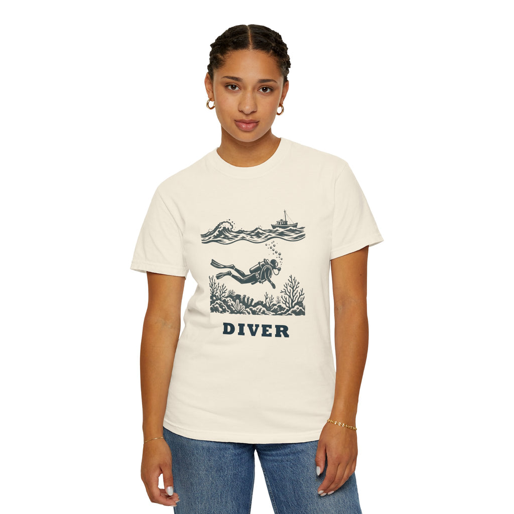 Diver Linocut T-Shirt, Scuba Diver Tee