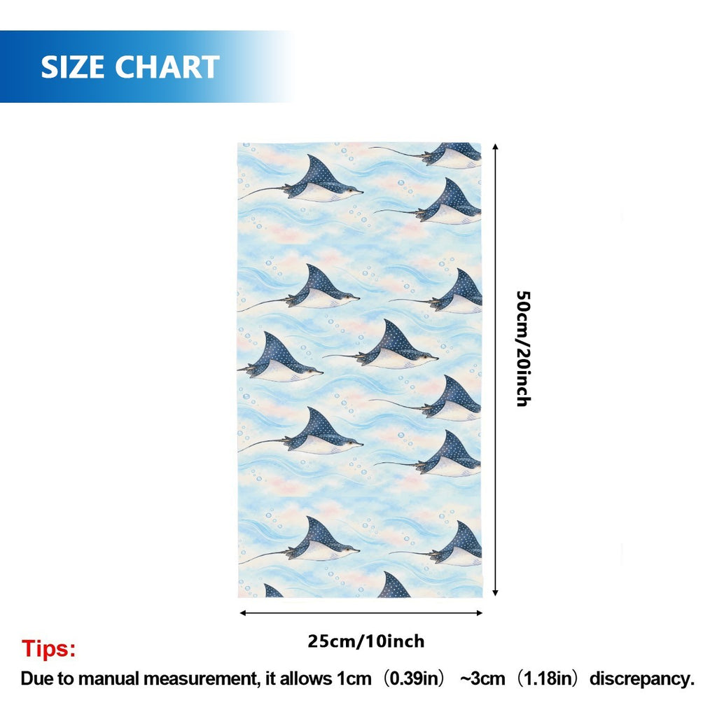 Size chart for the neck gaiter, a tube about 50 cm long and 25 cm wide when flat