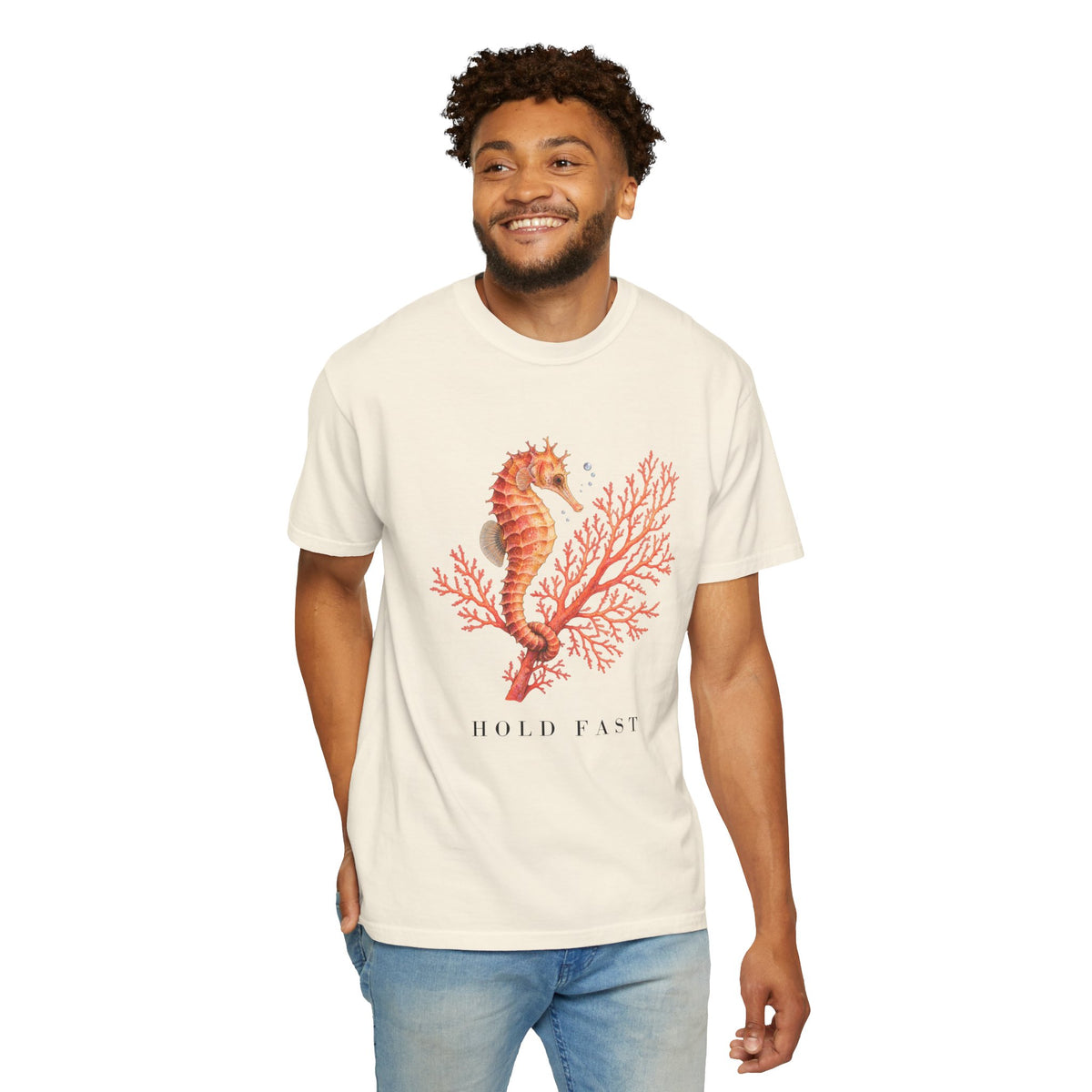 Hold Fast Seahorse T-Shirt, Coral Seahorse Tee