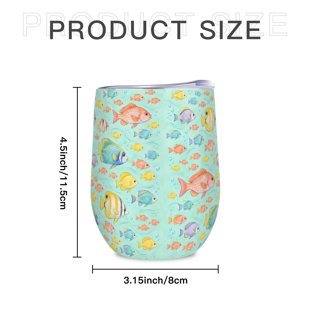 Size diagram of the reef fish tumbler showing its height and width