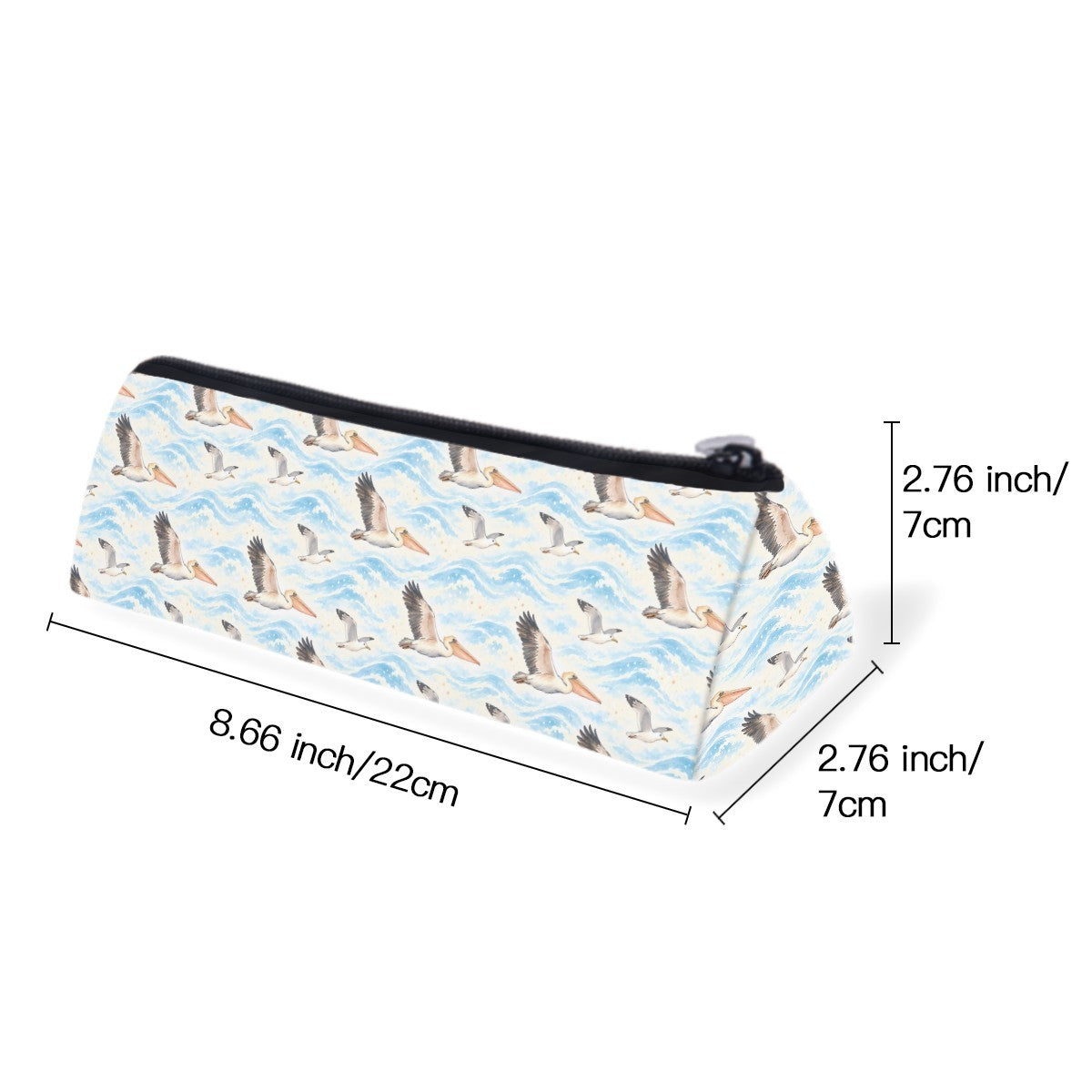 Size diagram of the slim zip pencil case, about 22 cm long and 7 cm wide