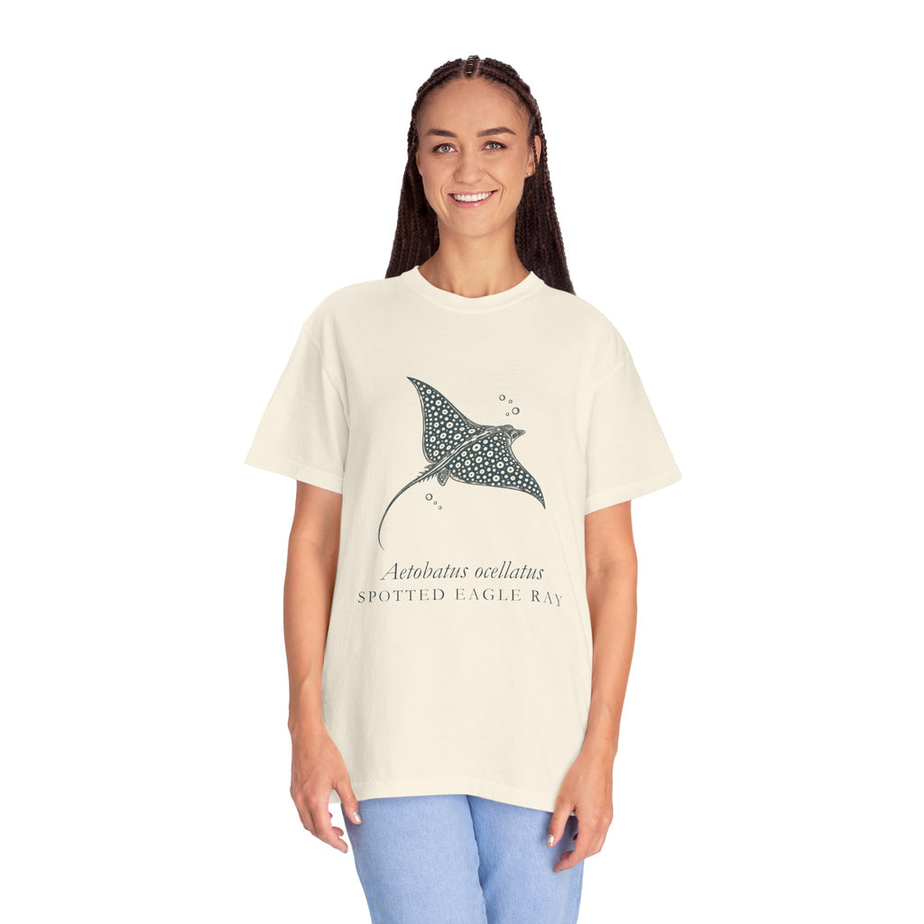 Spotted Eagle Ray Linocut tee, digital mockup 21