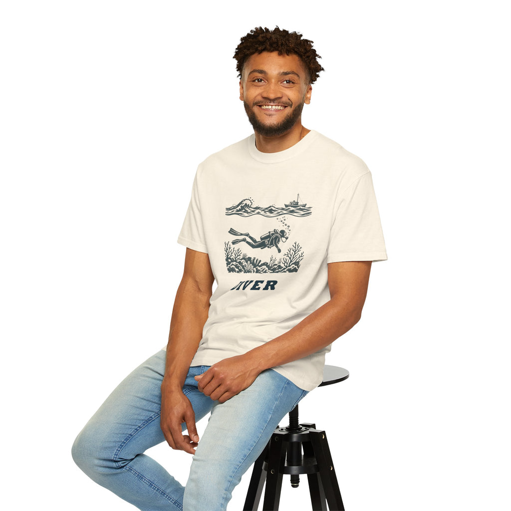 Diver Linocut T-Shirt, Scuba Diver Tee