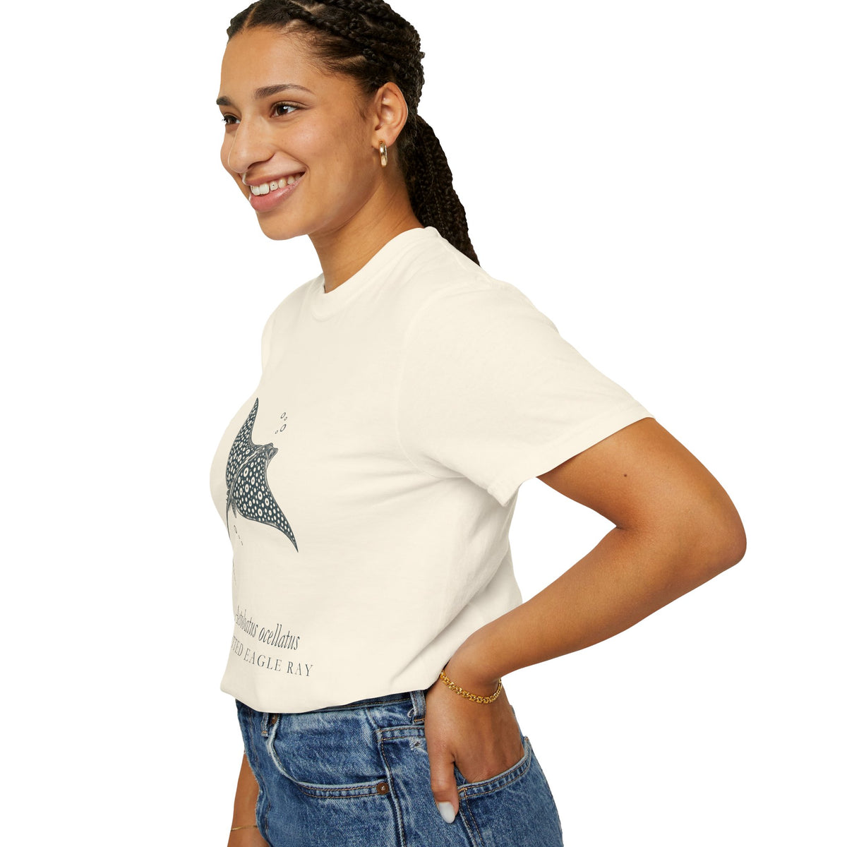 Spotted Eagle Ray Linocut tee, digital mockup 25