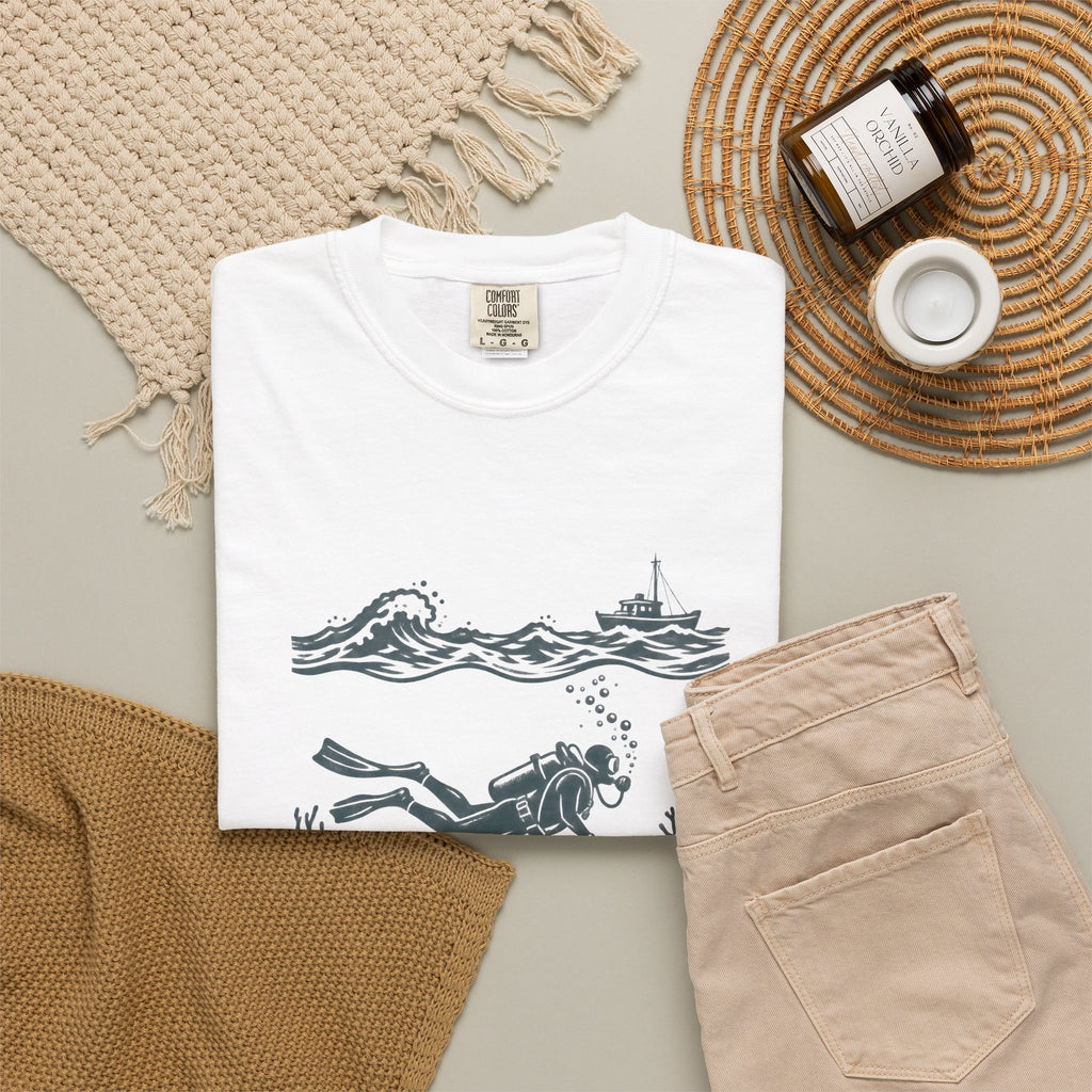Diver Linocut T-Shirt, Scuba Diver Tee