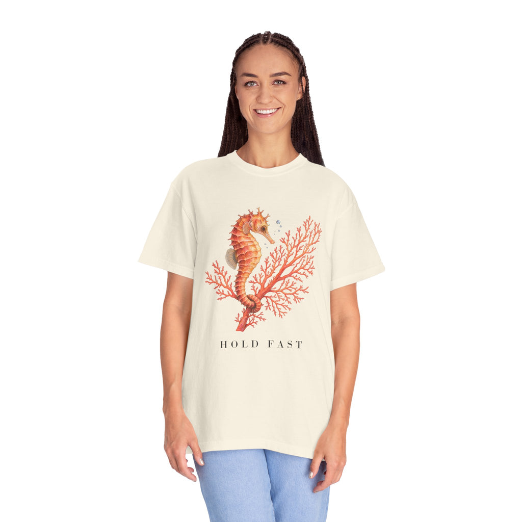 Hold Fast Seahorse T-Shirt, Coral Seahorse Tee