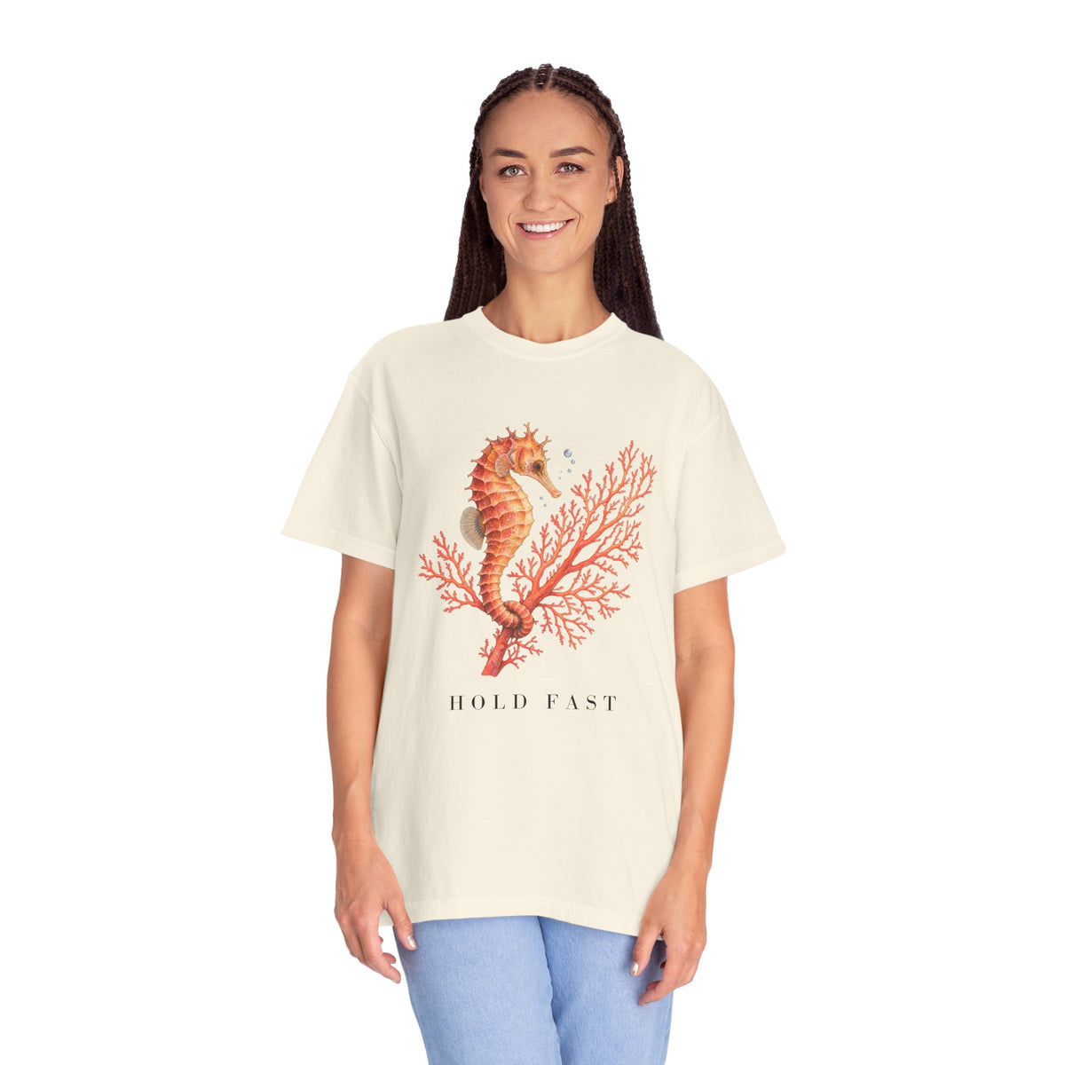 Hold Fast Seahorse T-Shirt, Coral Seahorse Tee