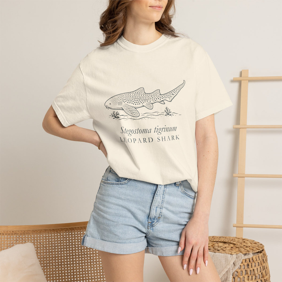Zebra Shark (Leopard Shark) Linocut T-Shirt