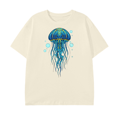 Blue Jellyfish T-Shirt – Ocean Art Tee, Marine Life Graphic