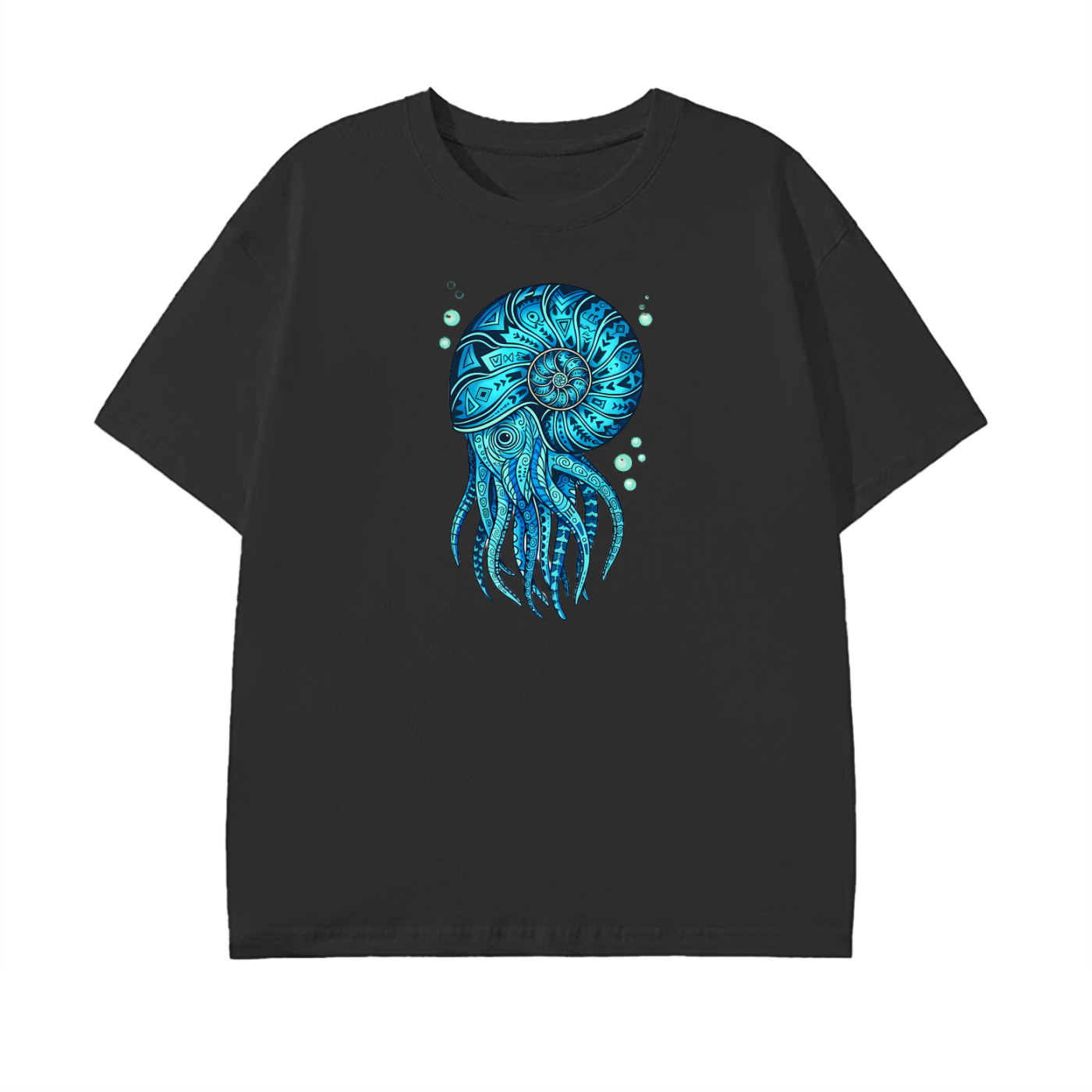 Blue Nautilus T-Shirt – Ocean Life Graphic Tee, Sea Creature Art