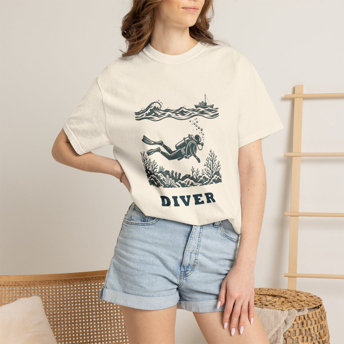Diver Linocut T-Shirt, Scuba Diver Tee