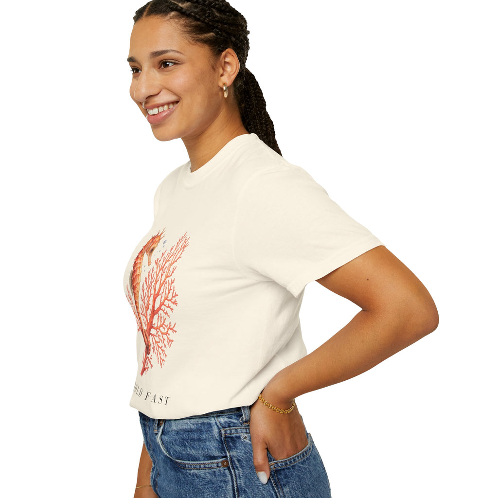 Hold Fast Seahorse T-Shirt, Coral Seahorse Tee