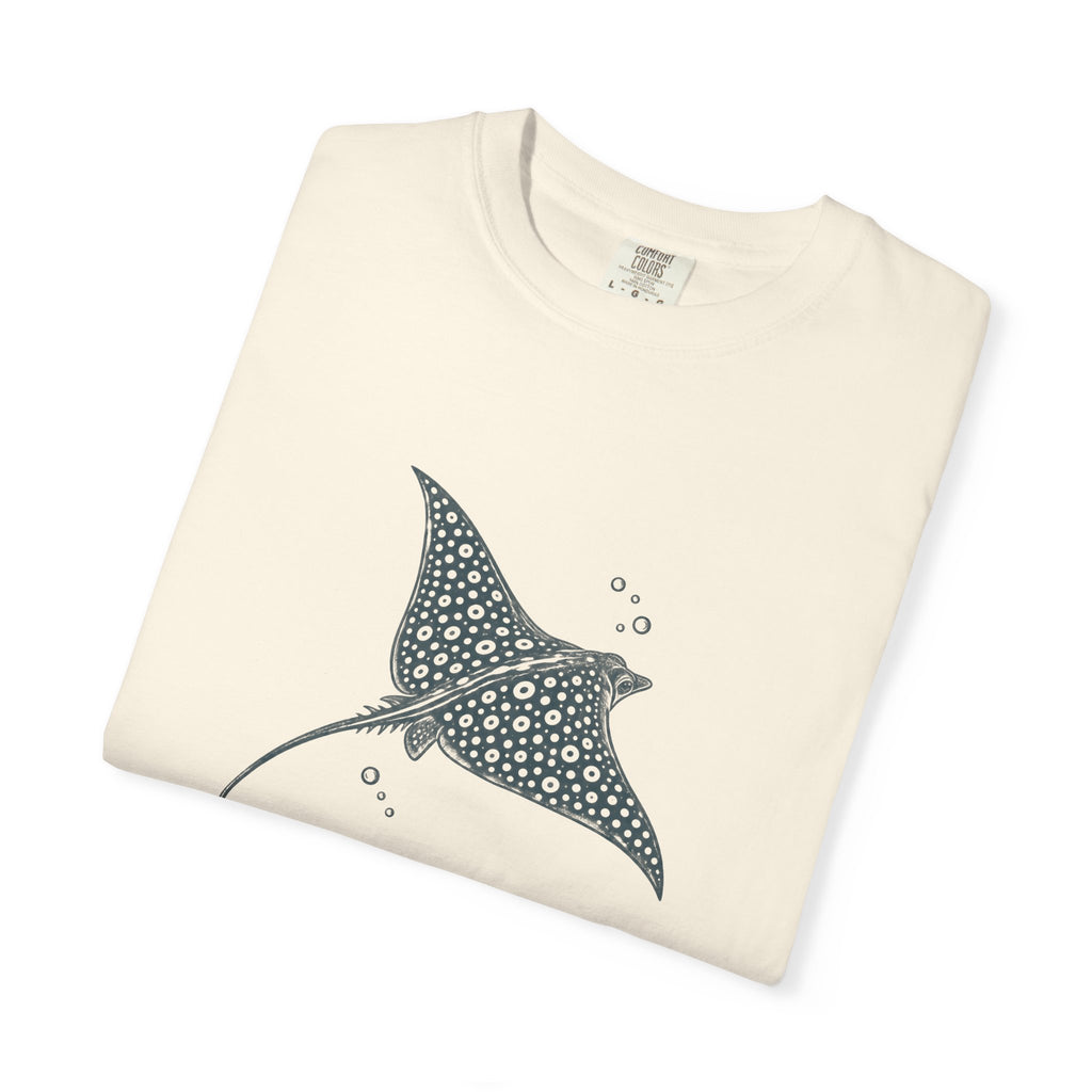 Spotted Eagle Ray Linocut tee, digital mockup 28