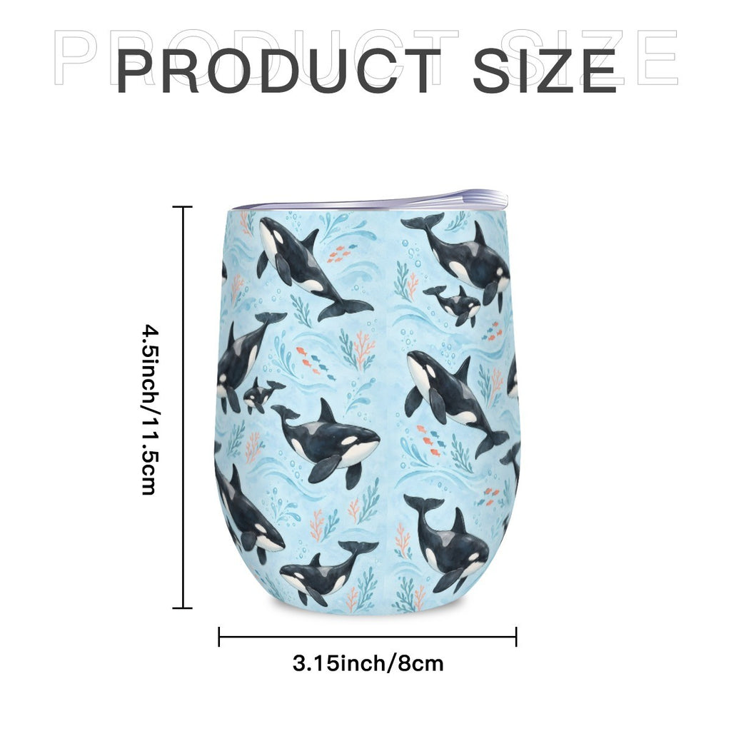 Size diagram of the orca tumbler showing its height and width