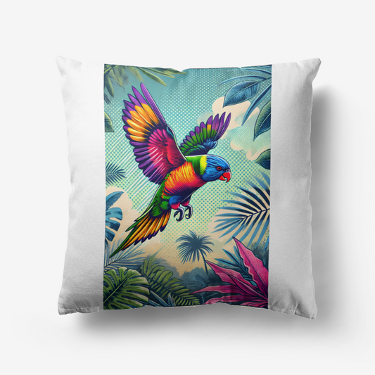 Pop Art Lorikeet Cushion – Colorful Australian Parrot Pillow