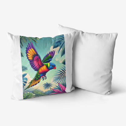 Pop Art Lorikeet Cushion – Colorful Australian Parrot Pillow
