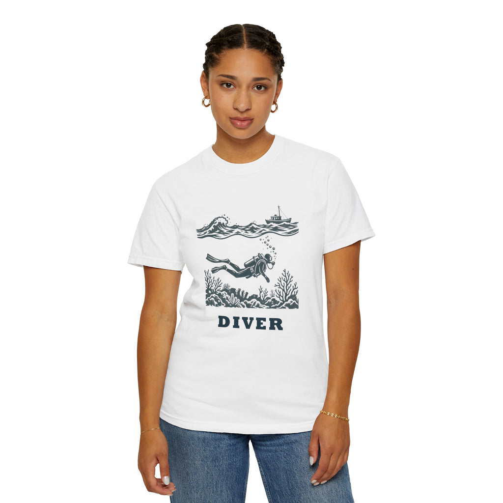 Diver Linocut T-Shirt, Scuba Diver Tee
