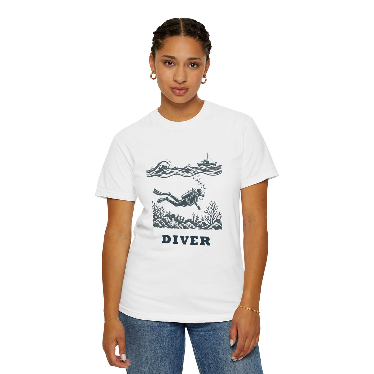Diver Linocut T-Shirt, Scuba Diver Tee