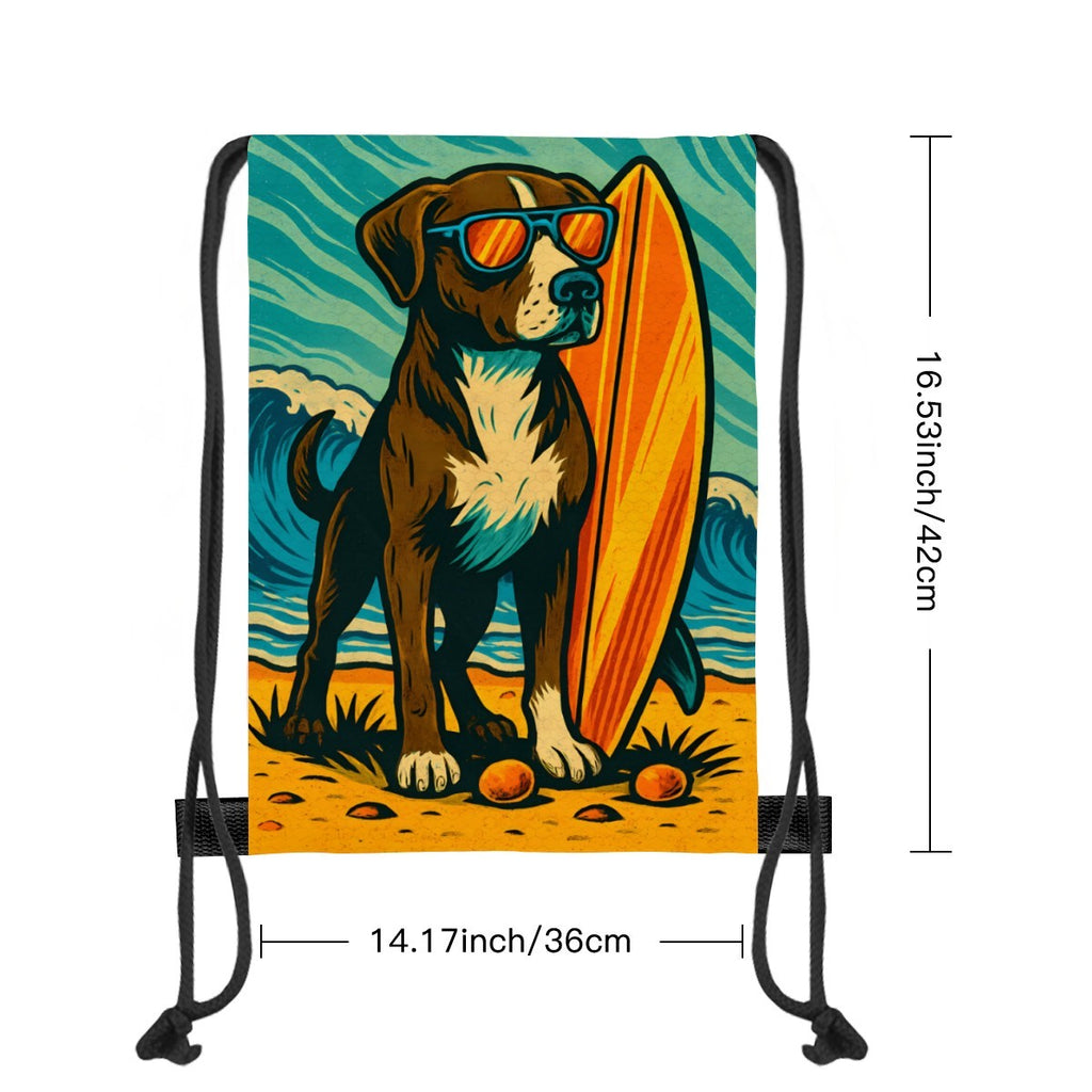 Size chart for the surf dog drawstring bag, 36cm wide by 42cm tall, one size.