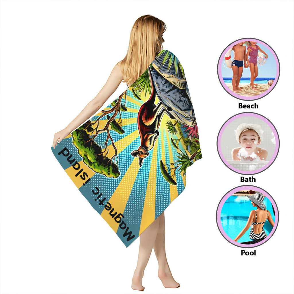 Kangaroo beach towel wrapped around the body, for beach, bath or pool