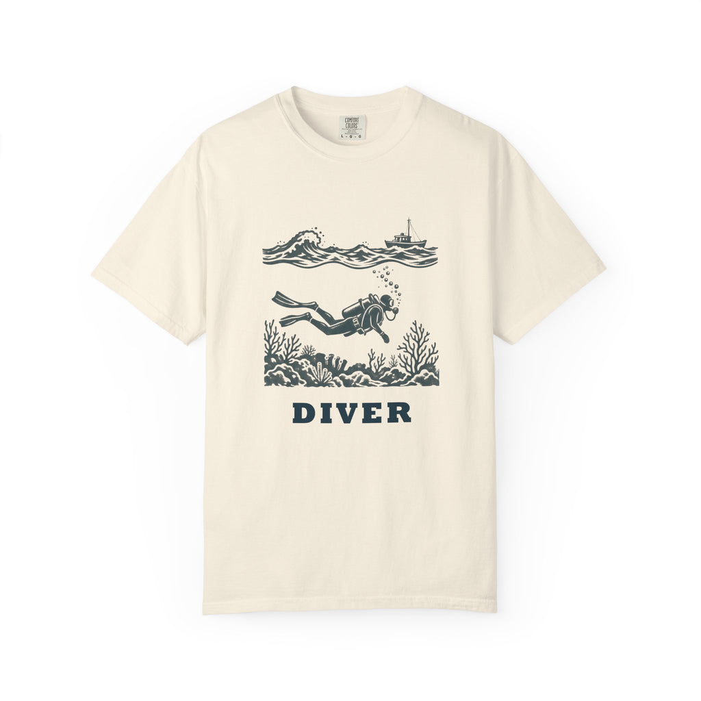 Diver Linocut T-Shirt, Scuba Diver Tee