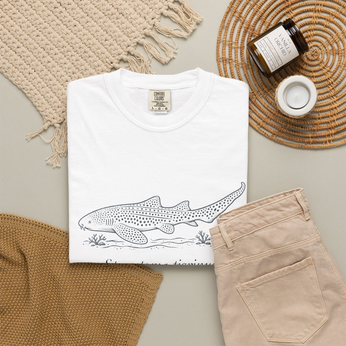 Zebra Shark (Leopard Shark) Linocut T-Shirt