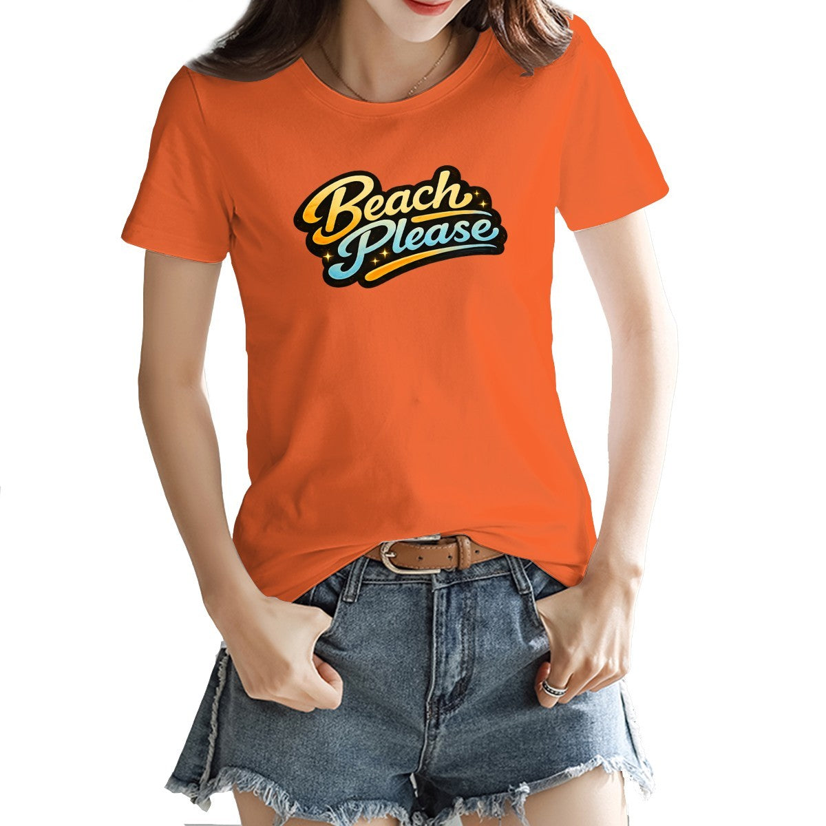 Retro Beach Please slogan print on a women's t-shirt